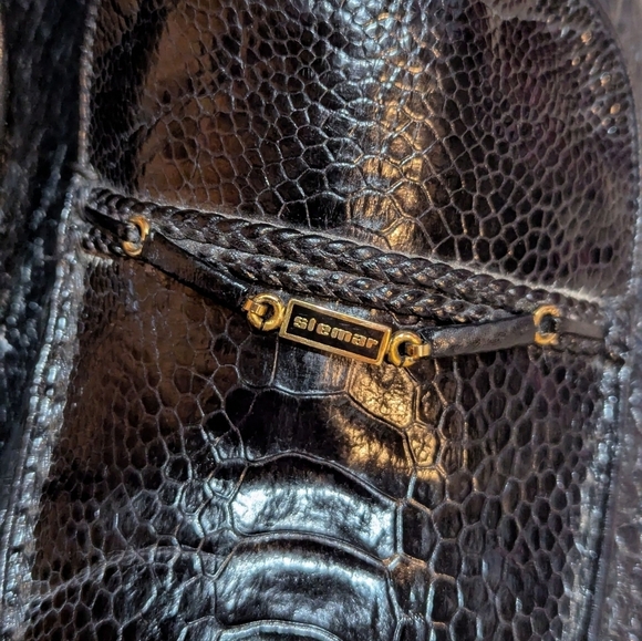 STEMAR Vintage Loafers Black Leather 10.5 Aligator Croc Made in Italy Old Money main image 6
